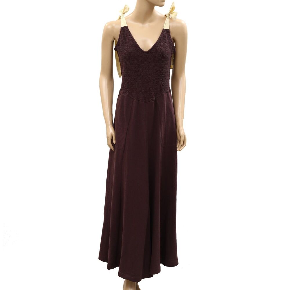 Free People Free-est Cecelia Solid Midi Dress Smocked Sleeveless Cotton S 286717 - Picture 5 of 8